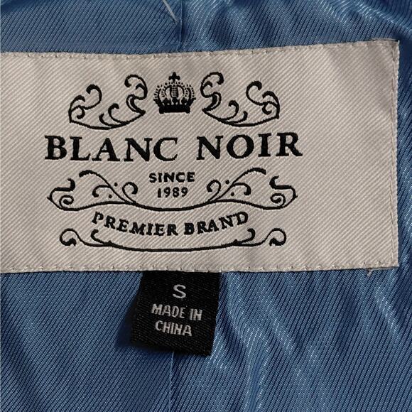 Blanc Noir Womens Trench Coat Small Light Blue Double Breasted Belted Classic - Picture 9 of 10